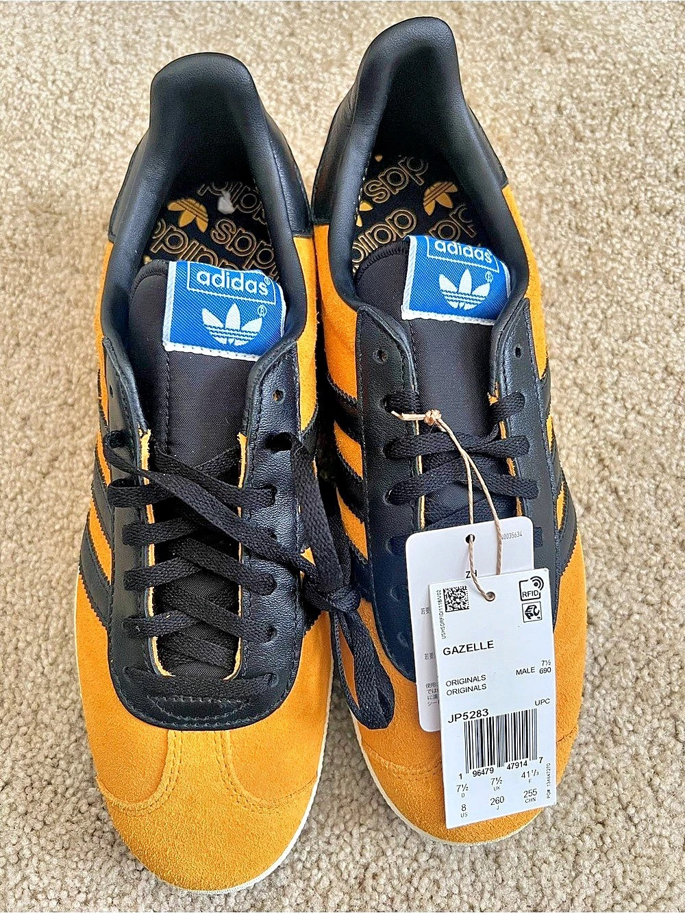 adidas Gazelle Sneakers Orange Black US 7.5 NWT